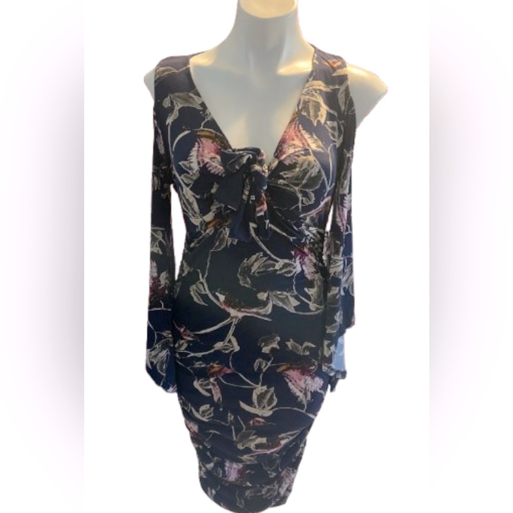 Venus- Cold Shoulders Long Sleeve V Neck Dress